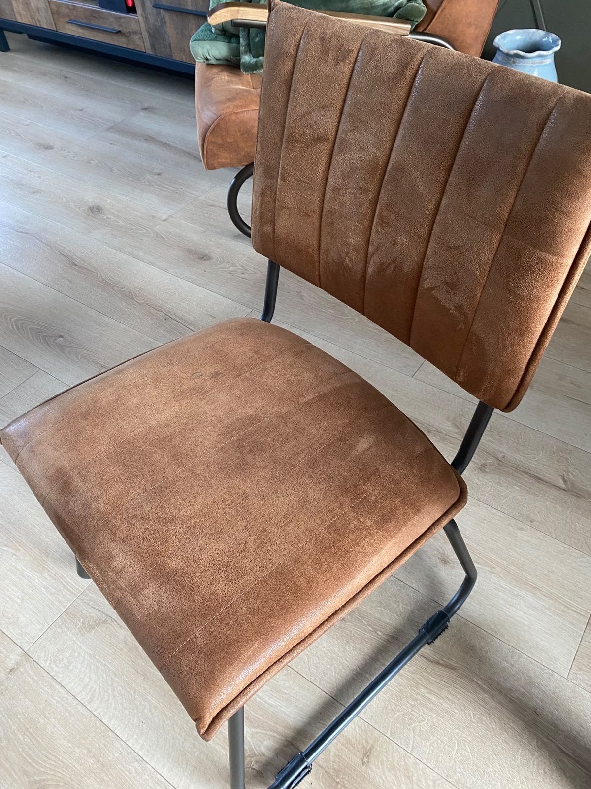 Set van 4 bruine eetkamerstoelen, Ophalen, Gebruikt, Bruin, Vier