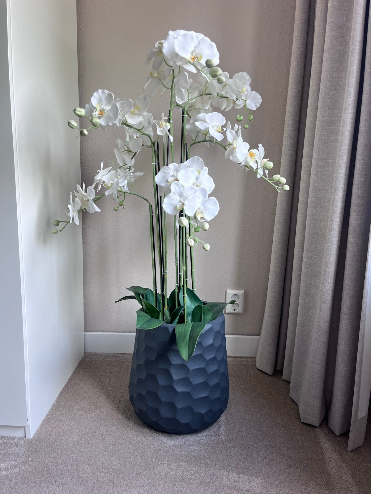 Grote kunst orchidee met pot - Wit, Ophalen, Binnen, Kunstplant, Kunststof