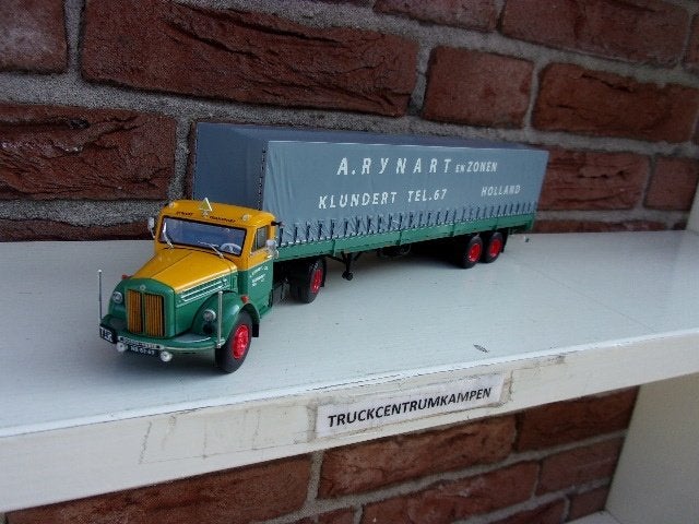 Tekno  Scania  L71  met  Huifoplegger  van  Rynart., Hobby en Vrije tijd, Modelauto's | 1:50, Ophalen of Verzenden, Nieuw, Bus of Vrachtwagen