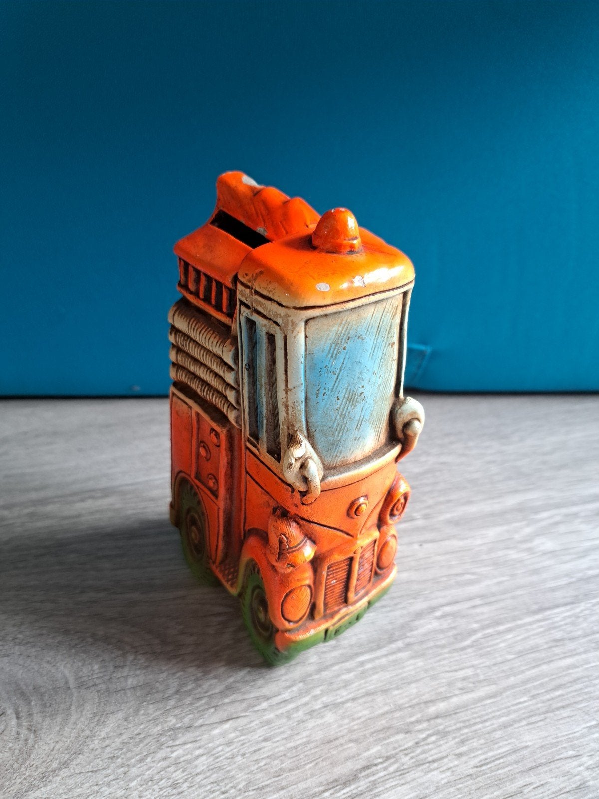 Vintage spaarpot brandweerauto, Verzamelen, Ophalen of Verzenden, Gebruikt