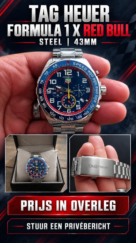 TAG Heuer Formula 1 x Red Bull Steel 43mm met doos, Staal, Staal, Polshorloge, Nieuw