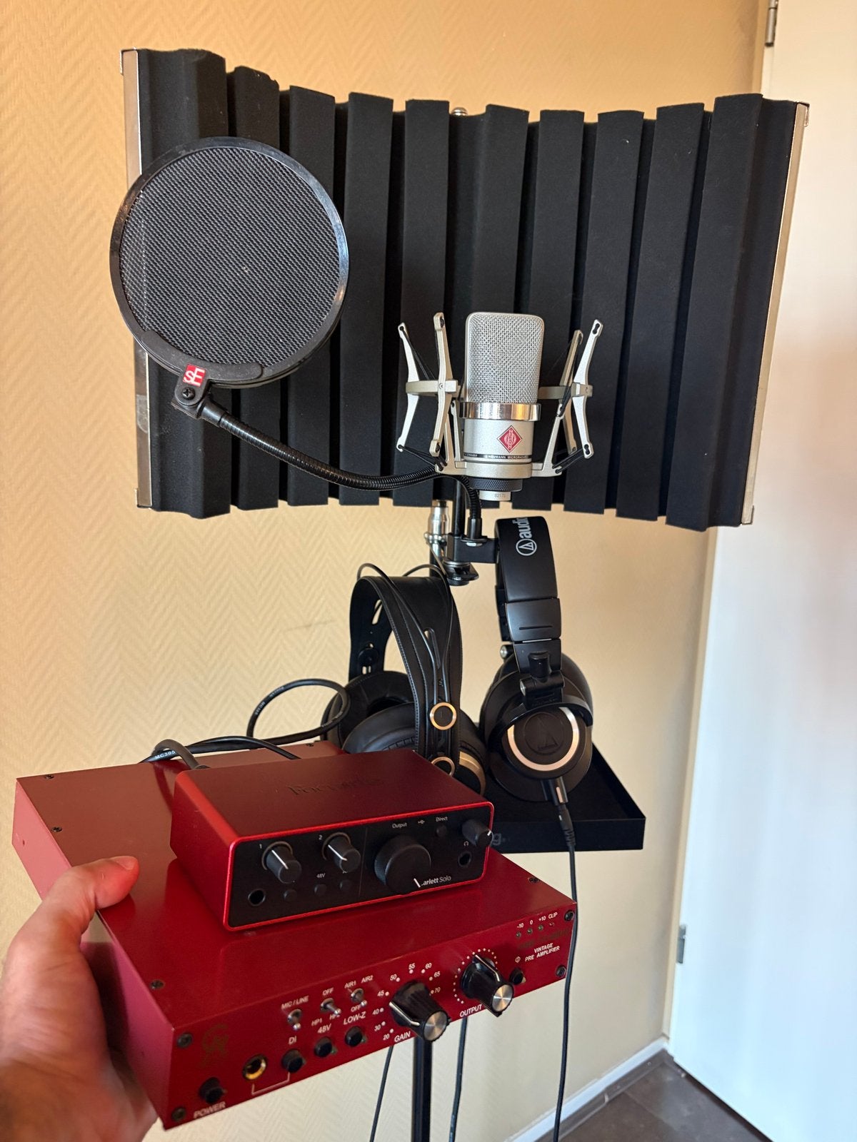 Complete Studio Set: Microfoon, Koptelefoons, Audio Interfac, Ophalen of Verzenden, Zo goed als nieuw, Studiomicrofoon