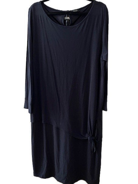 Claudia Sträter prachtige acetaatviscose jurk 44 blauw, Maat 42/44 (L), Zo goed als nieuw, Knielengte, Claudia Sträter