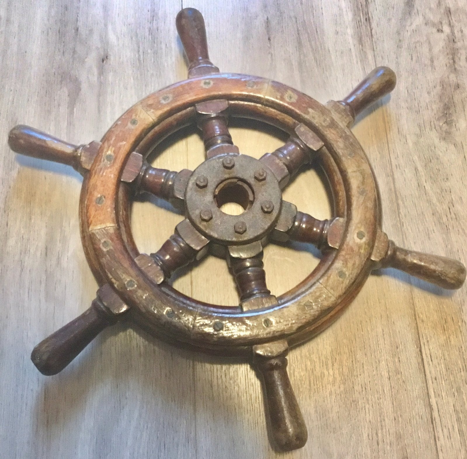 ANTIEK BOOT STUURWIEL, Ophalen of Verzenden, Gebruikt, Zeilboot, Gebruiksvoorwerp
