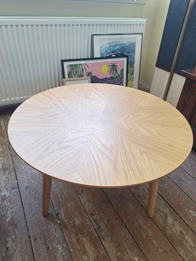 Ronde houten salontafel - 80 cm breed, 40 cm hoog, Ophalen, 50 tot 100 cm, Rond, 50 tot 100 cm