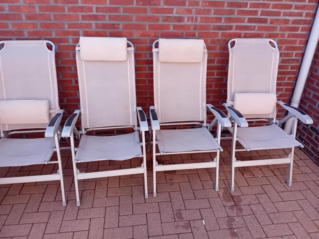 4 aluminium tuinstoelen inklapbaar, Tuin en Terras, Ophalen, Aluminium, Inklapbaar