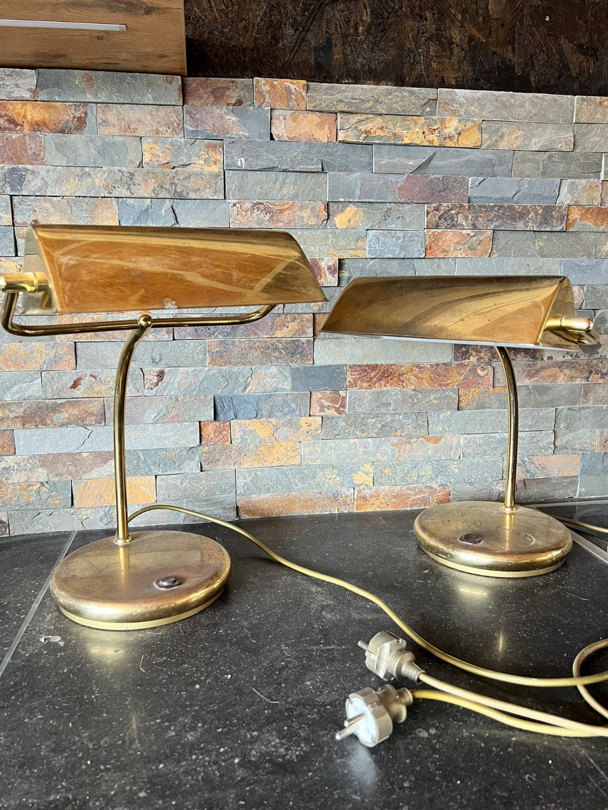 Set van 2 Vintage Messing Bureaulampen, Antiek en Kunst, Antiek | Lampen, Ophalen