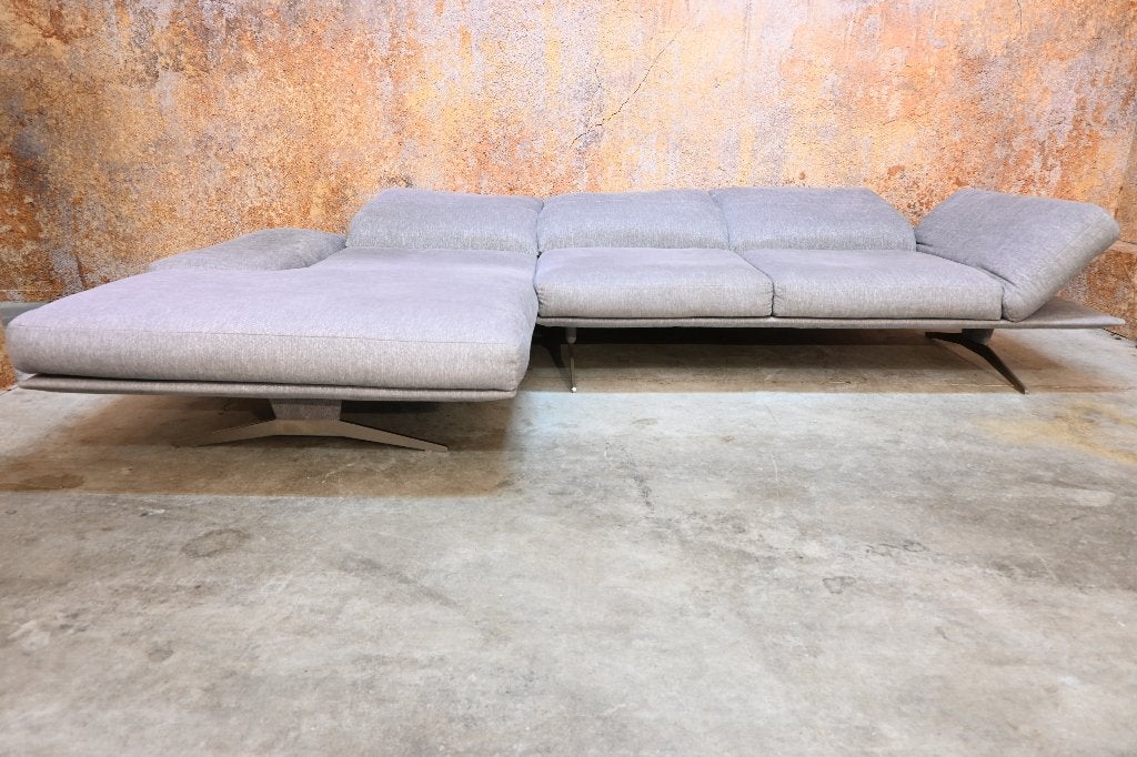 ZGANieuw grijze stoffen W Schillig design hoekbank verstelb, Schillig, Schillig, Hoekbank, 300 cm of meer