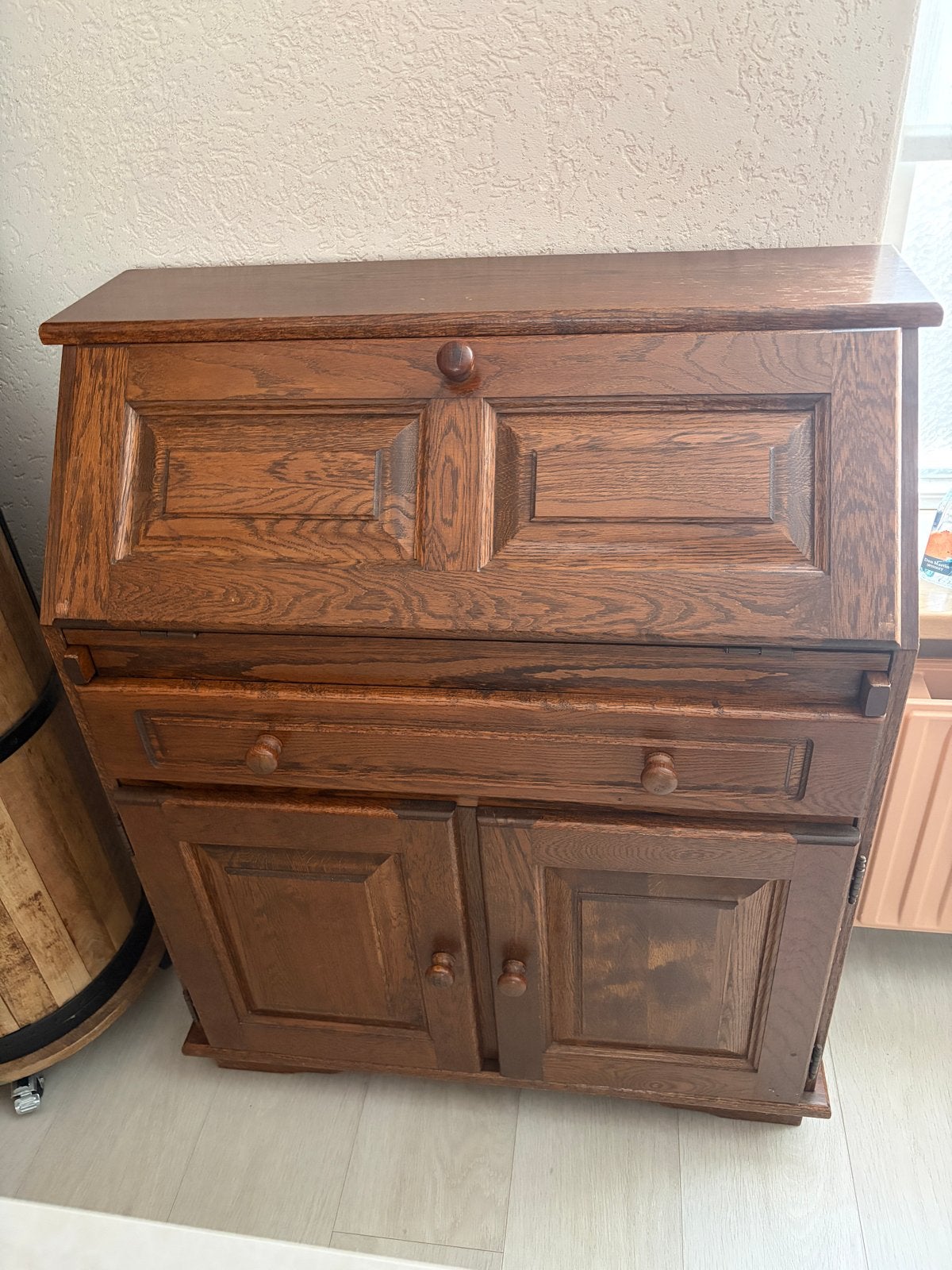 Eiken Secretaire Bureau met Opbergruimte, Huis en Inrichting, Ophalen, Gebruikt