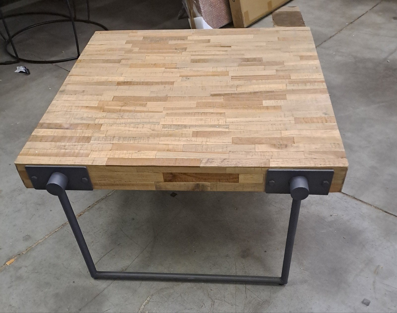 Salontafel 80x80x43 cm - Vierkant Hout met Metaal, Ophalen, Zo goed als nieuw