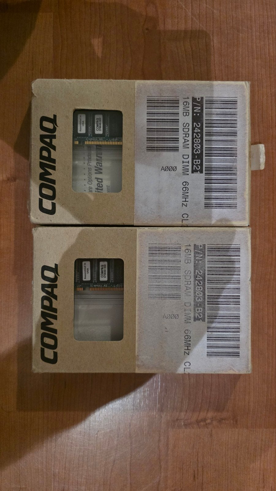 2x Compaq PC66 16mb SDram modules compleet in doos!, Ophalen of Verzenden