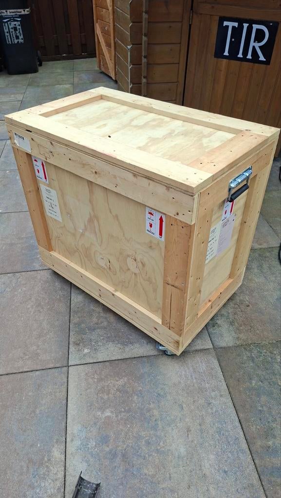 Houten transportkist op wielen - 86x52x75 cm, Gebruikt, 40 tot 60 cm, Bak of Kist, 50 cm of meer