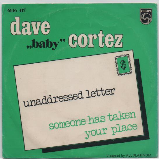 Dave " baby"Cortez- Unaddressed Letter, Gebruikt, Verzenden, 7 inch, Fotohoes