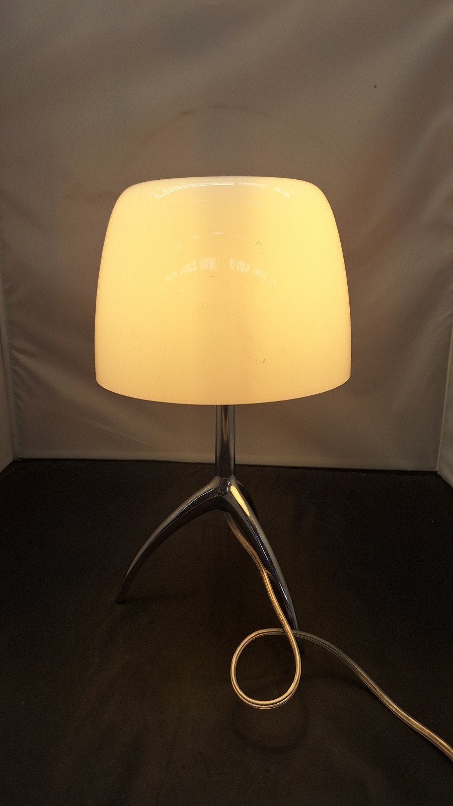 Foscarini Lumiere 05 Piccola Tafellamp - Wit/Chroom, Huis en Inrichting, Lampen | Tafellampen, Overige merken, E14 (klein), Wit