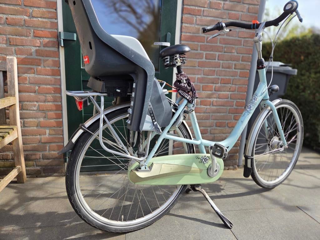 Gazelle Bloom mamafiets met zitje, Fietsen en Brommers, Fietsen | Dames | Damesfietsen, Ophalen, Gebruikt, Gazelle, Versnellingen