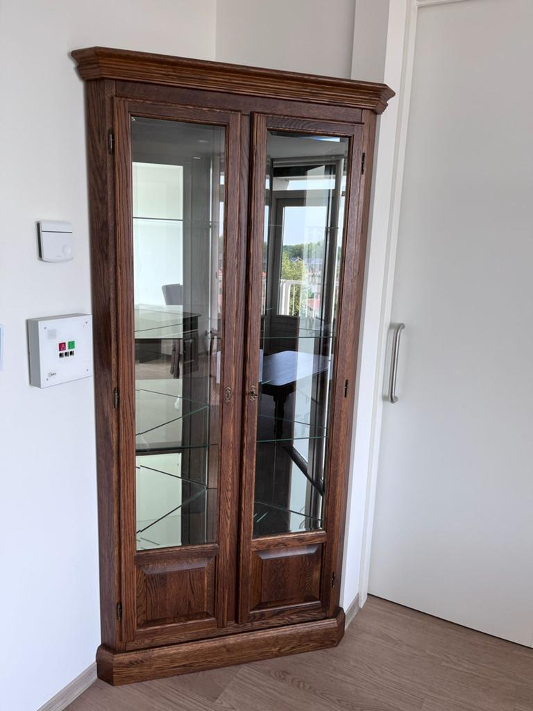 Vitrinekast / servieskast eiken, Huis en Inrichting, Zo goed als nieuw, 150 tot 200 cm, 25 tot 50 cm, 50 tot 100 cm