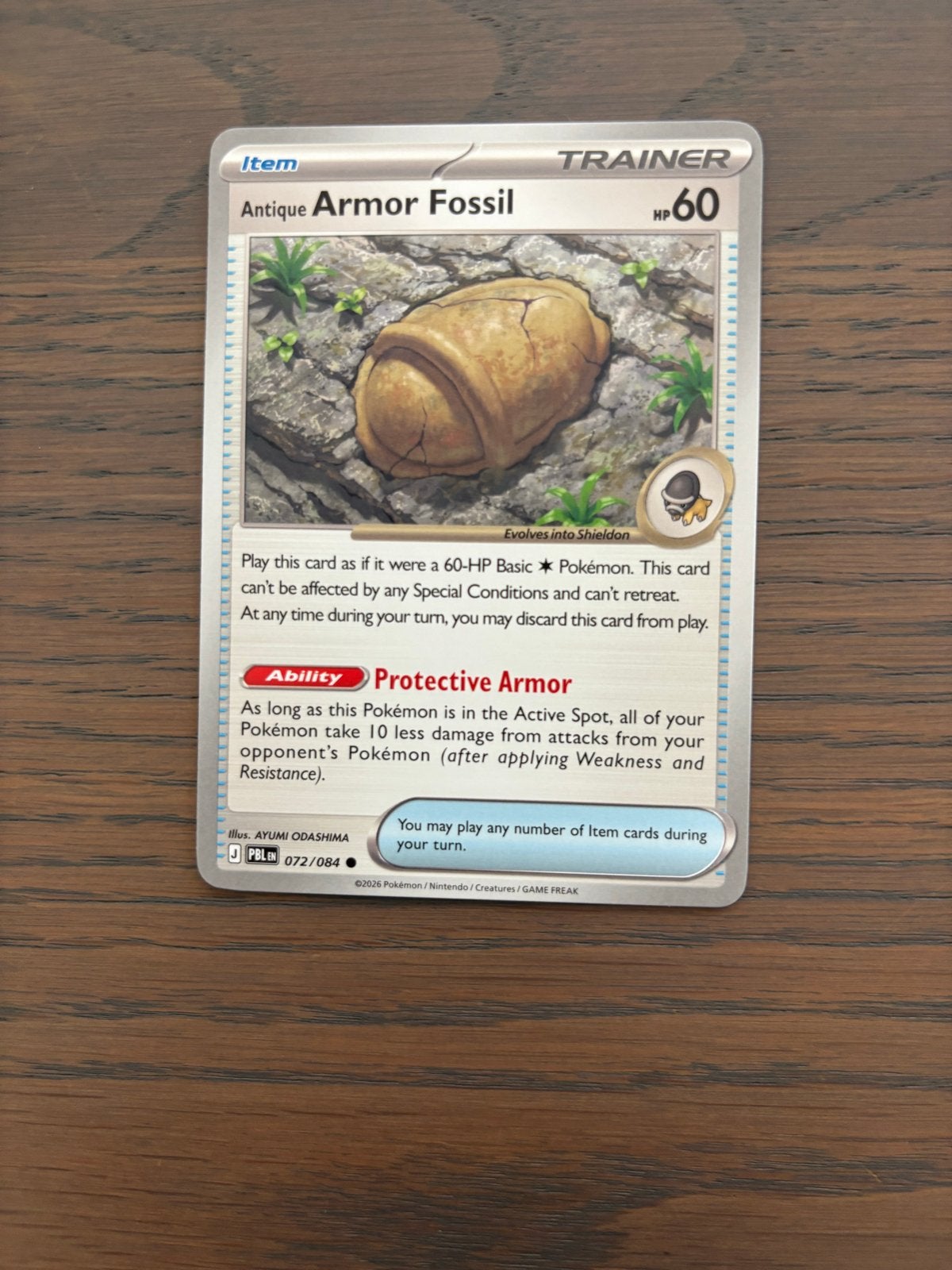 Pokémon TCG: Antique Armor Fossil Trainer Kaart, Ophalen of Verzenden, Nieuw, Losse kaart