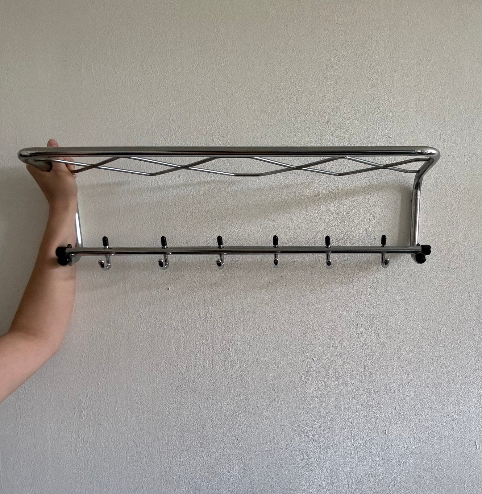 Wandkapstok vintage chrome 70cm, Huis en Inrichting, Wandkapstok, Gebruikt, Ophalen of Verzenden, Minder dan 100 cm