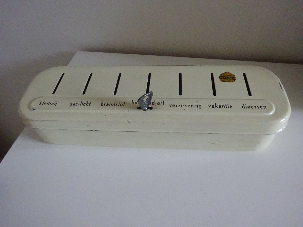 BRABANTIA HUISHOUDGELD KISTJE - VINTAGE, Ophalen of Verzenden, Gebruikt, Metaal of Blik, Overige thema's