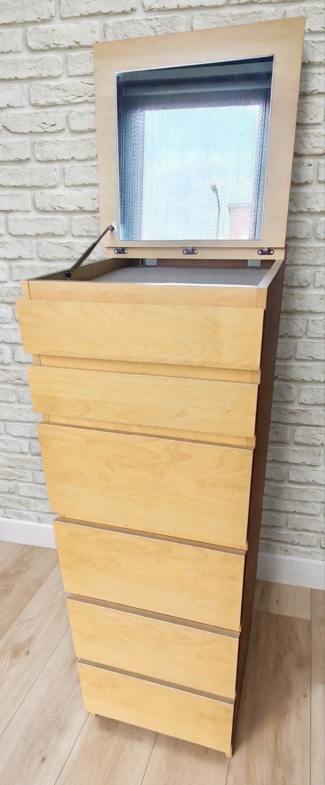Ikea malm ladekast met spiegel, Ophalen, 5 laden of meer, 50 tot 100 cm, Zo goed als nieuw