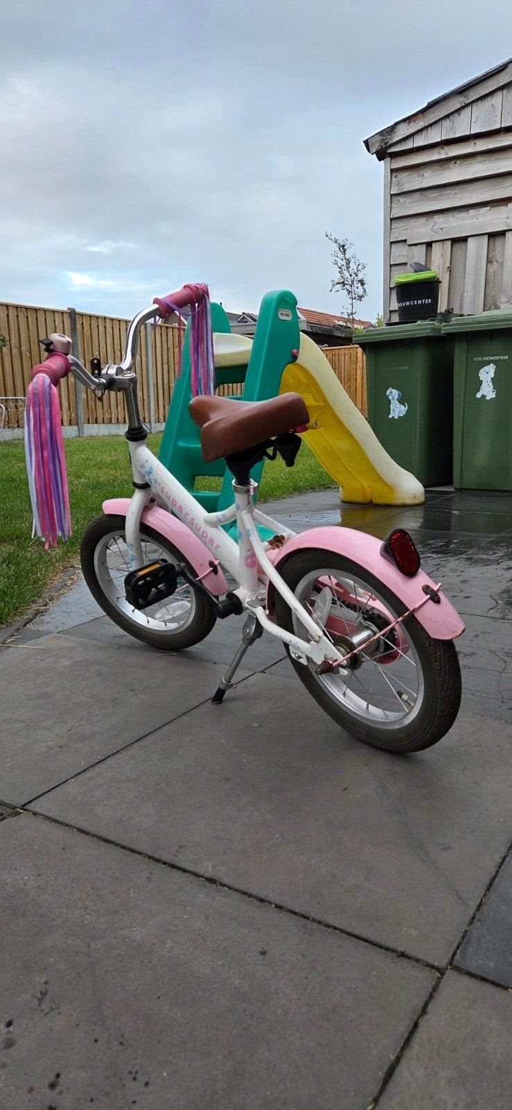Roze kinderfiets 14", Ophalen, Terugtraprem, Gebruikt, Minder dan 16 inch