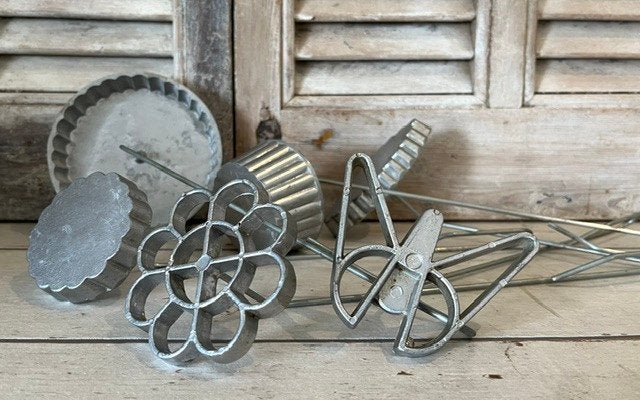 Vintage Franse wafelijzers, frituur ijzers, bloem vlinder, Ophalen of Verzenden