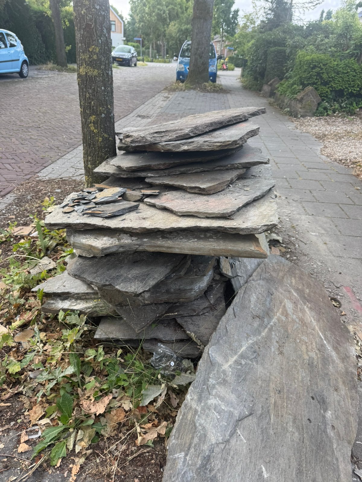 Partij gebruikte natuurstenen leisteen tegels / flagstones, Ophalen, Zo goed als nieuw, Natuursteen, Terrastegels
