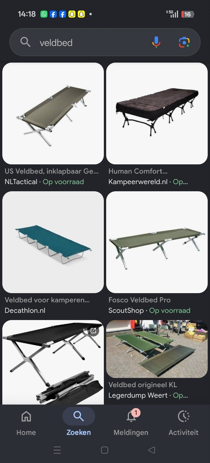 Op zoek naar meerdere veldbedden, Ophalen of Verzenden
