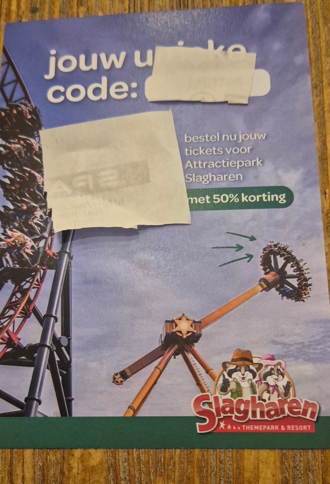 actie Slagharen 50 % korting op max. 4 kaartjes, Drie personen of meer, Kortingsbon, Pretpark