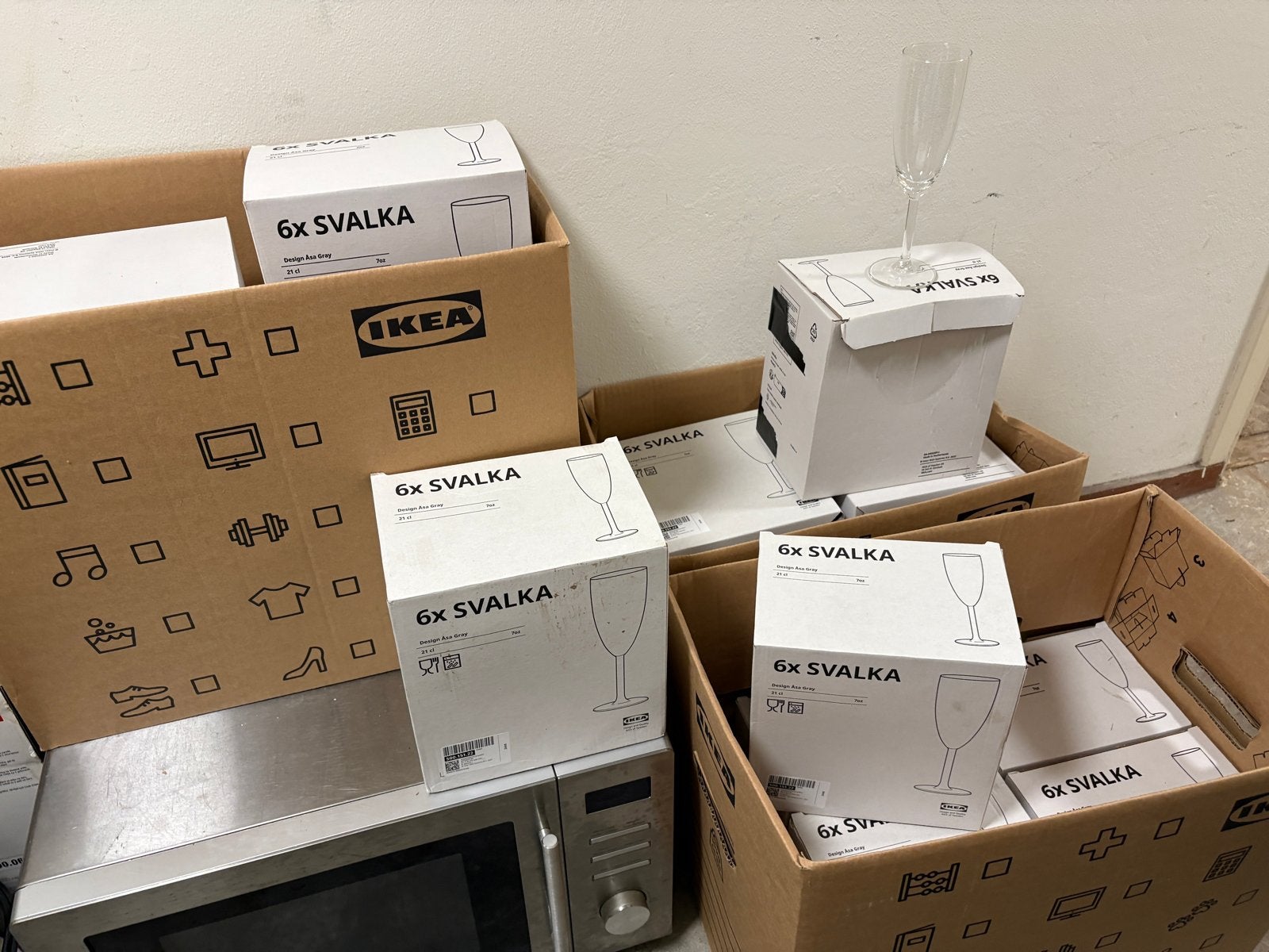 120x IKEA Svalka champagneglazen - 1x gebruikt, Ophalen, Glas, IKEA, Nieuw