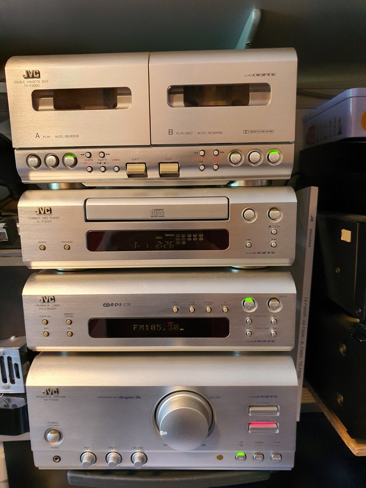 JVC F3000 Hifi Set - Versterker, CD, Cassette, Tuner, Ophalen of Verzenden, Zo goed als nieuw, Cassettedeck, JVC