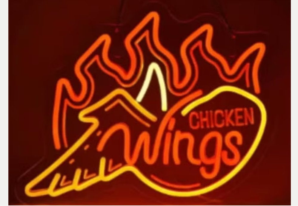 LED lamp neon stijl Chicken Wings (35x28cm), Ophalen of Verzenden, Nieuw, Lichtbak of (neon) lamp