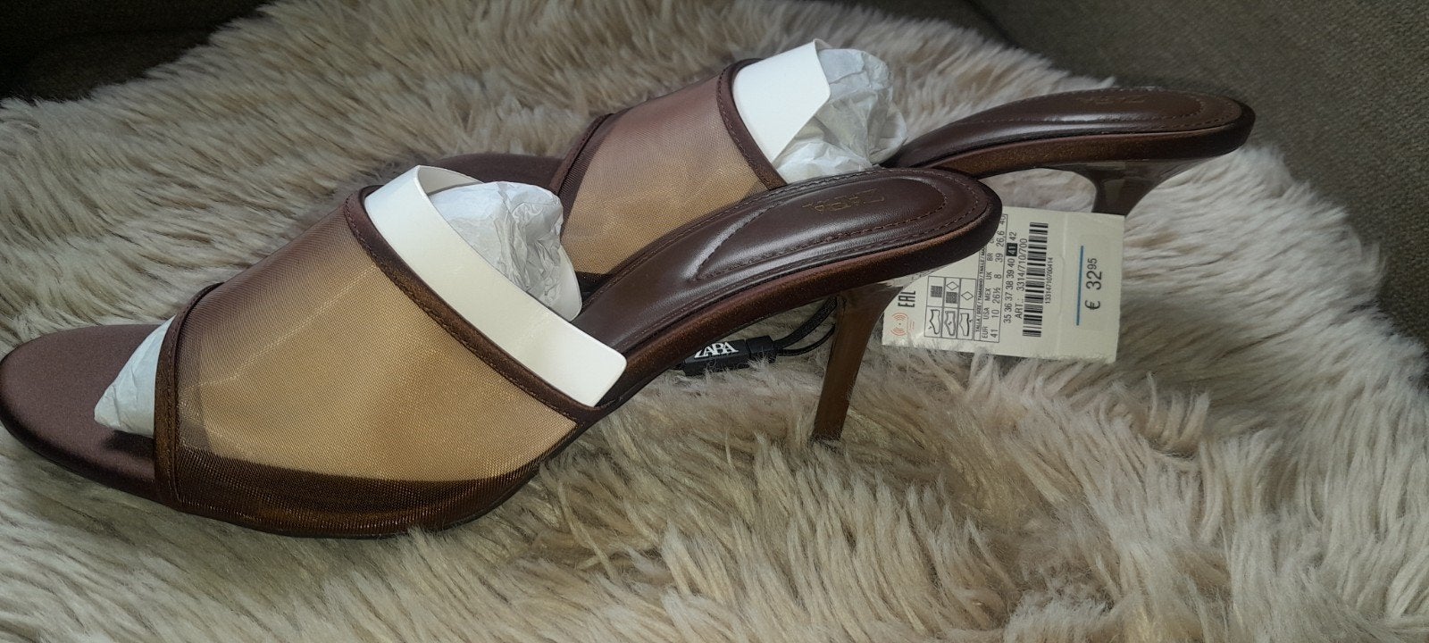 Nieuwe Zara muiltjes maat 41 - Bruin/Transparant, Ophalen, Bruin, Zara, Nieuw