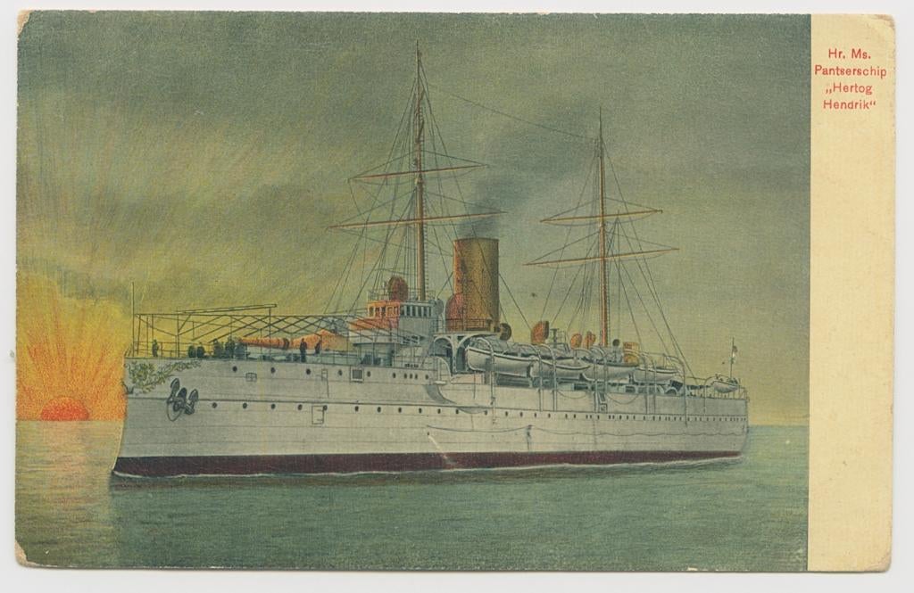 Schip pantserschip Hr Ms Pantserschip Hertog Hendrik marine, Verzamelen, Verzenden, Voor 1920, Ongelopen, Noord-Holland
