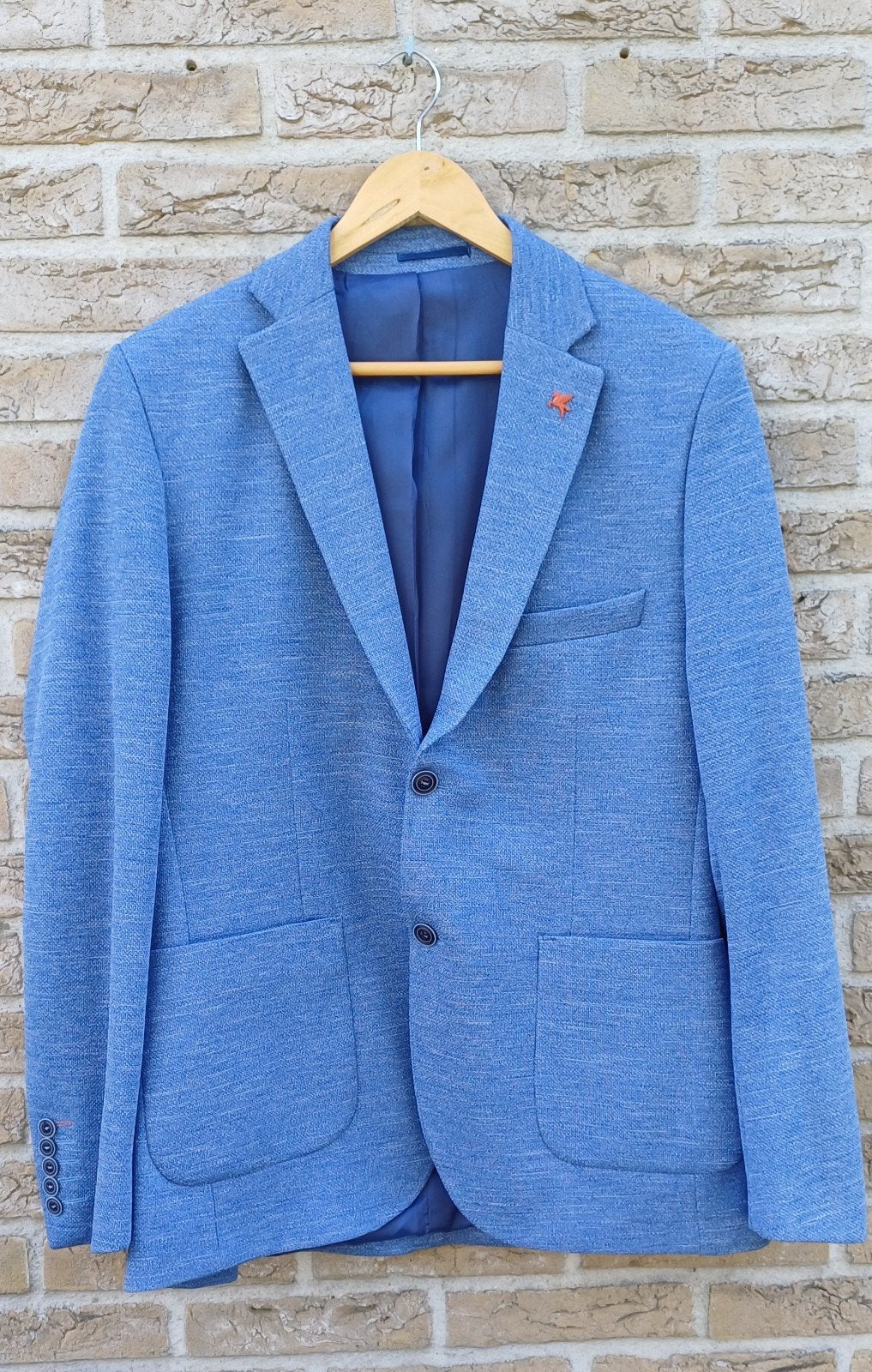 Sportief blauw WAM colbertjasje ZGAN (M), Ophalen of Verzenden, Zo goed als nieuw, WAM Denim, Maat 48/50 (M)