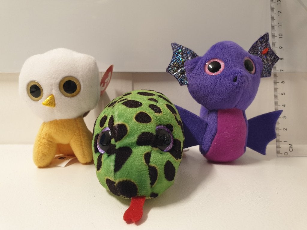 Ty Beanie Pluche Knuffels met Grote Ogen (2 stuks over), Overige typen, Ophalen of Verzenden, Zo goed als nieuw, Klein (minder dan 20 cm)
