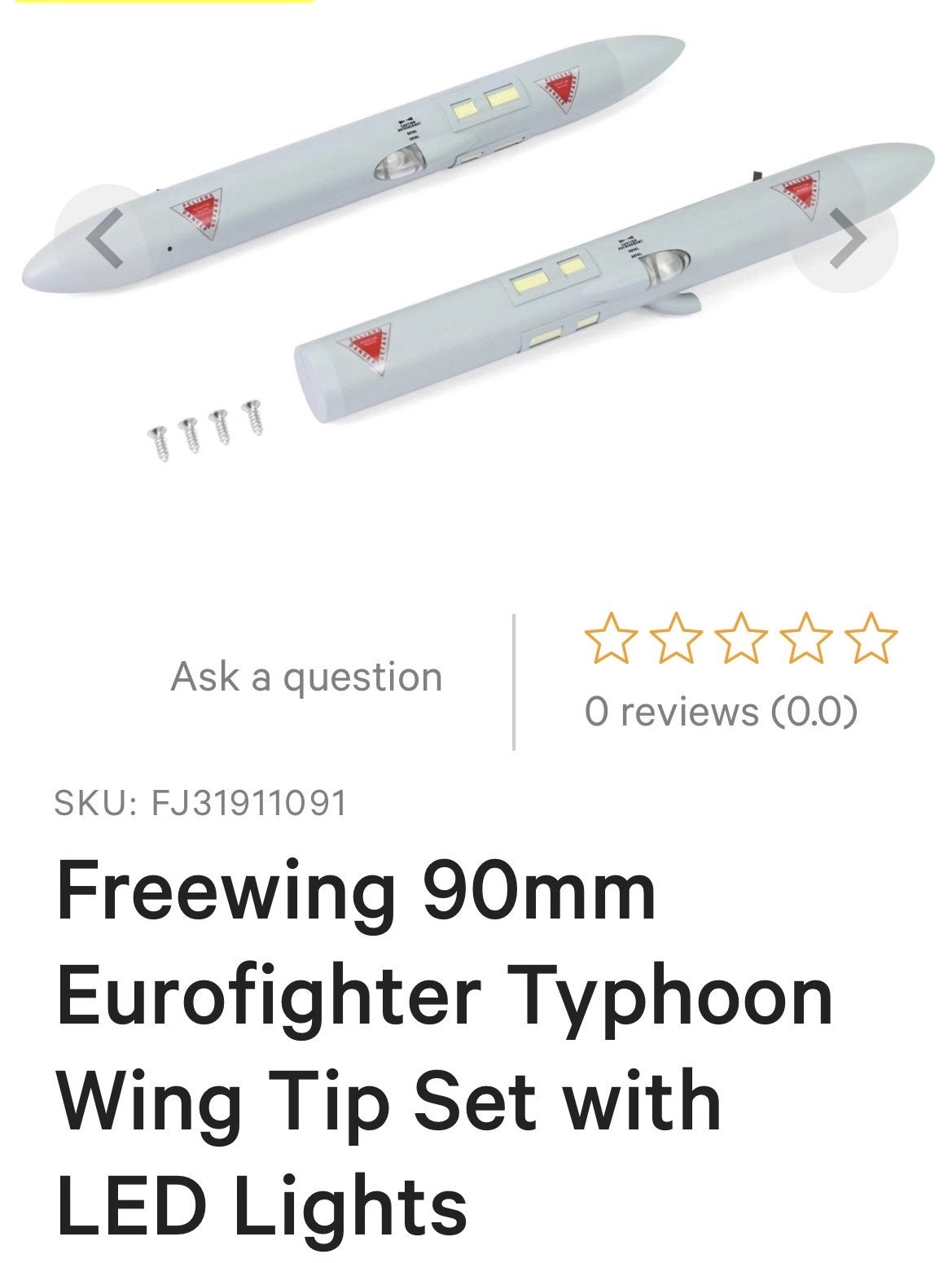 Freewing 90mm Eurofighter Typhoon Vleugeltip Set met LED, Hobby en Vrije tijd, Ophalen of Verzenden, Nieuw, Vliegtuig, Overige merken