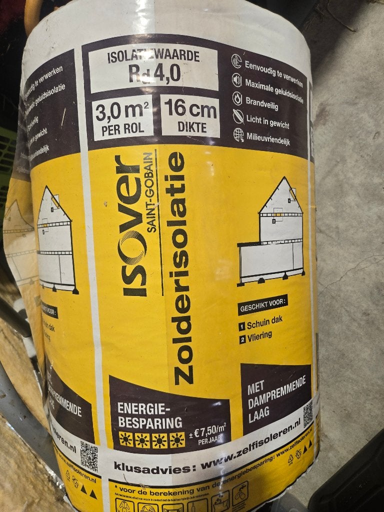 Glaswol, Ophalen, Gebruikt, 12 cm of meer, 5 tot 10 m²