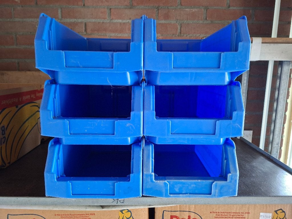 6 stuks MAGAZIJNBAKKEN - L 343 x B 209 x H 145 mm, Doe-het-zelf en Verbouw, Kratten en Dozen, Gebruikt, Minder dan 50 cm, Ophalen of Verzenden