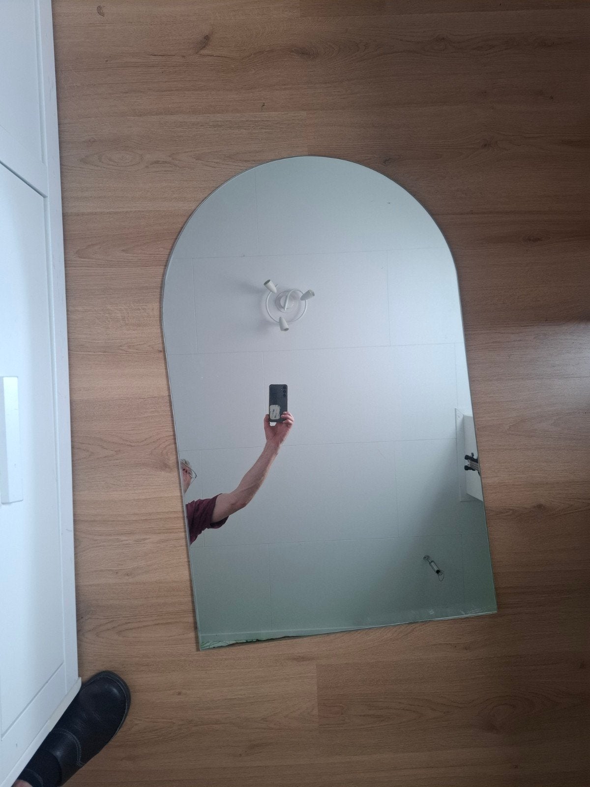 spiegel met boogvorm 63 x 100 cm, Ophalen, 100 tot 150 cm, Zo goed als nieuw, Overige vormen