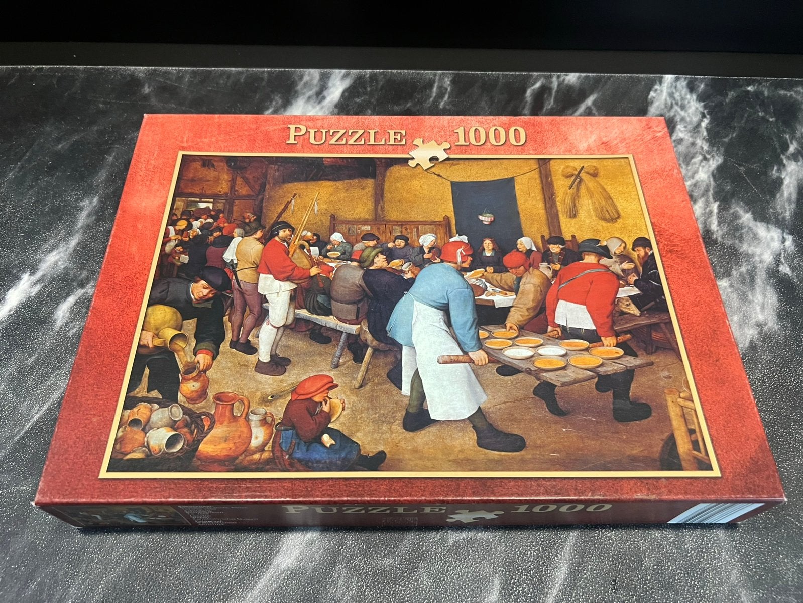 Art puzzel 1000 stukjes Brueghel Boerenbruiloft, Ophalen of Verzenden, 500 t/m 1500 stukjes, Zo goed als nieuw