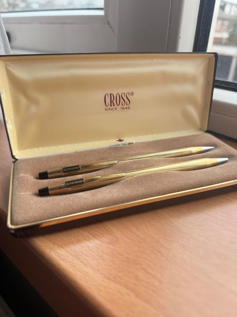Cross Classic Century pen set 10KT gold filled met doos, Verzamelen, Pennenverzamelingen, Pennenset, Cross, Met doosje, Ophalen of Verzenden