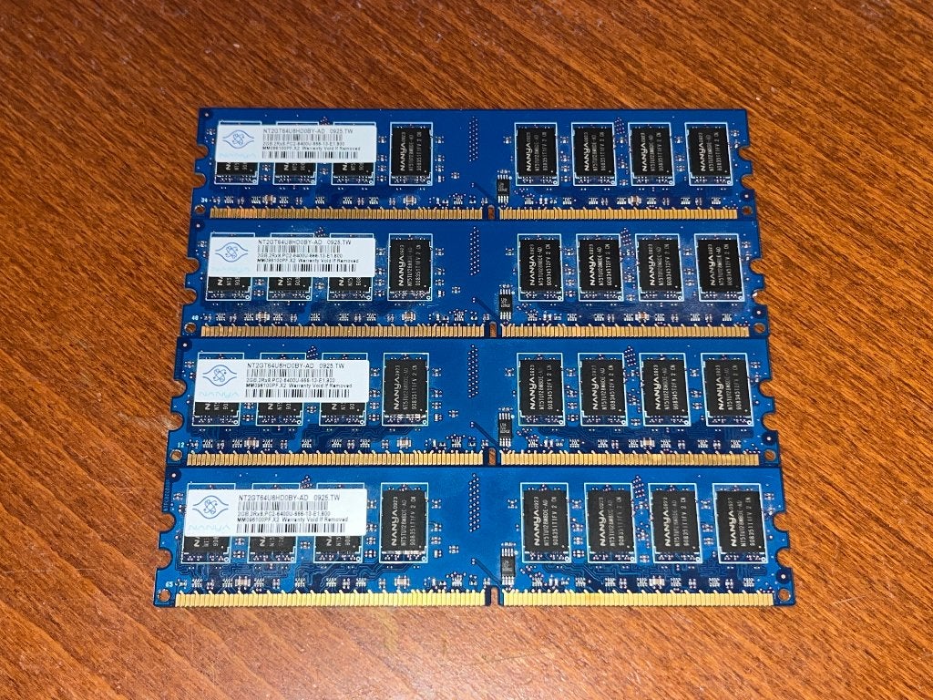 8GB (4x2GB) Nanya DDR2-800, Computers en Software, RAM geheugen, 8 GB, Ophalen of Verzenden, Zo goed als nieuw, DDR2