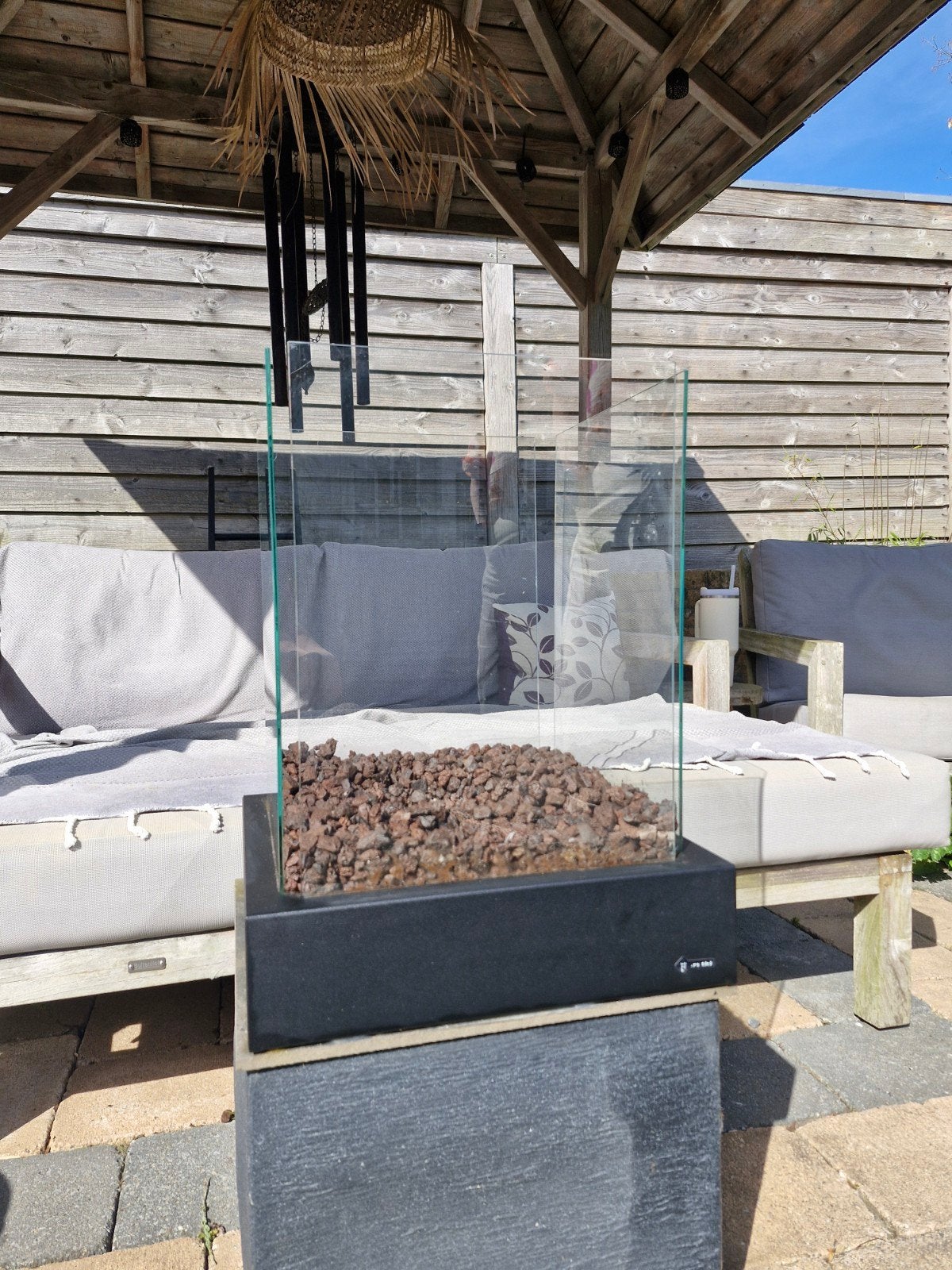 Stijlvolle bio-ethanol vuurkorf met glas, Tuin en Terras, Ophalen, Gebruikt, Vuurkorf