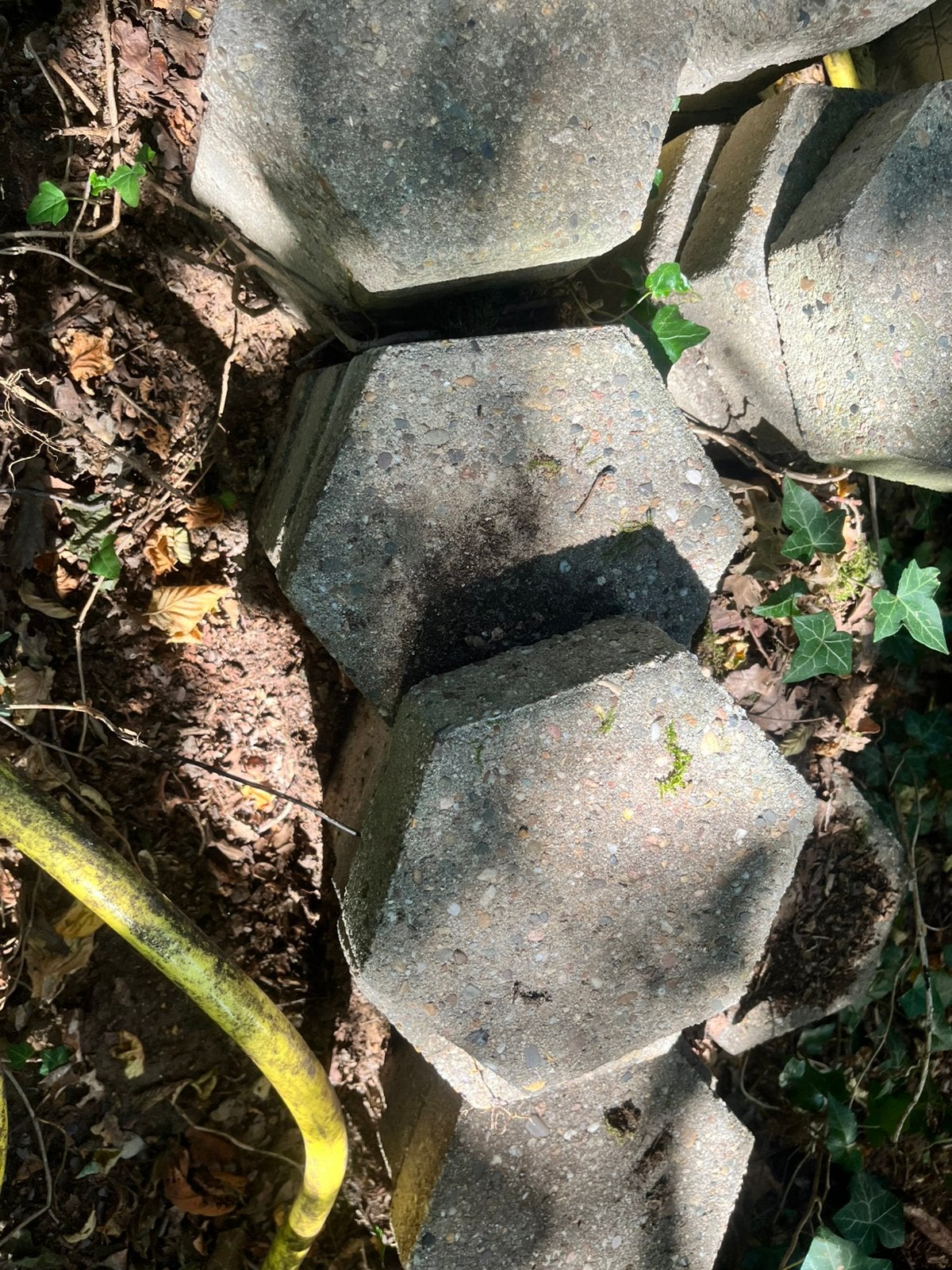 Gratis zeskantige stenen/tegels ong. 100st, Ophalen of Verzenden, Zo goed als nieuw, Beton, Terrastegels