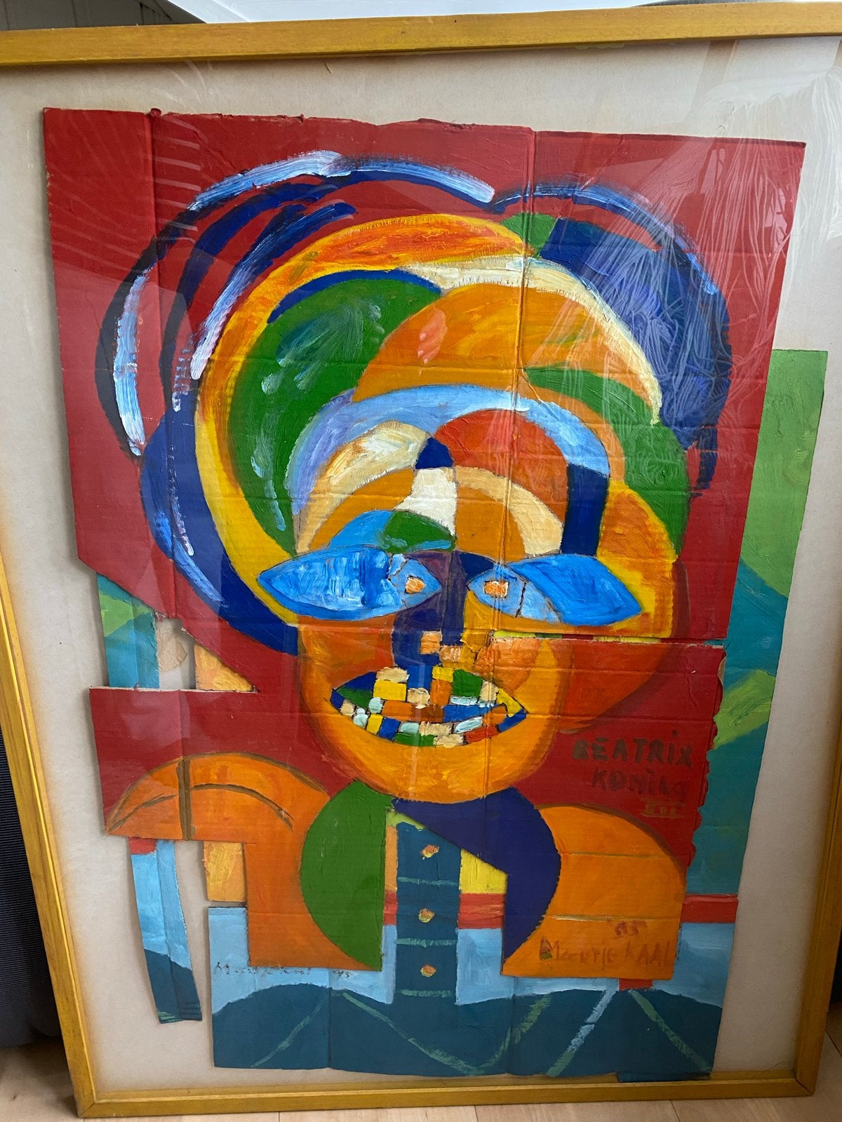 Modern schilderij 'Meertje Kaal' - Afmeting 76x98 cm, Papier/karton, Ophalen of Verzenden, Gesigneerd, Gemengde techniek