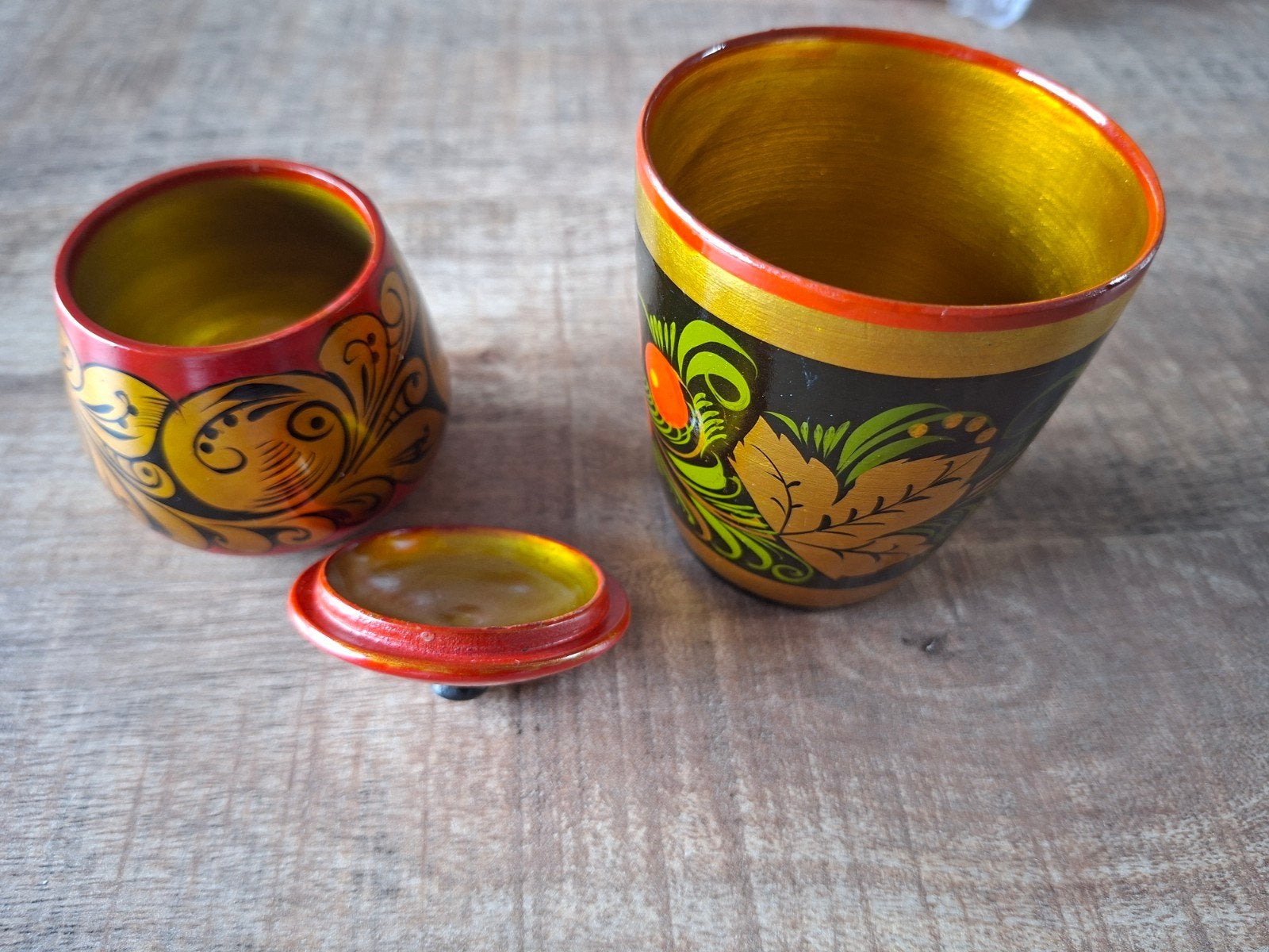 Beker en potje Khokhloma, Ophalen of Verzenden