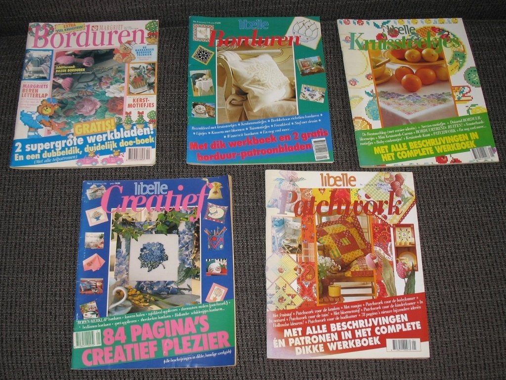 Borduurtijdschriften Libelle en Margriet jaren 90, Ophalen of Verzenden, Zo goed als nieuw, Handborduren, Overige typen