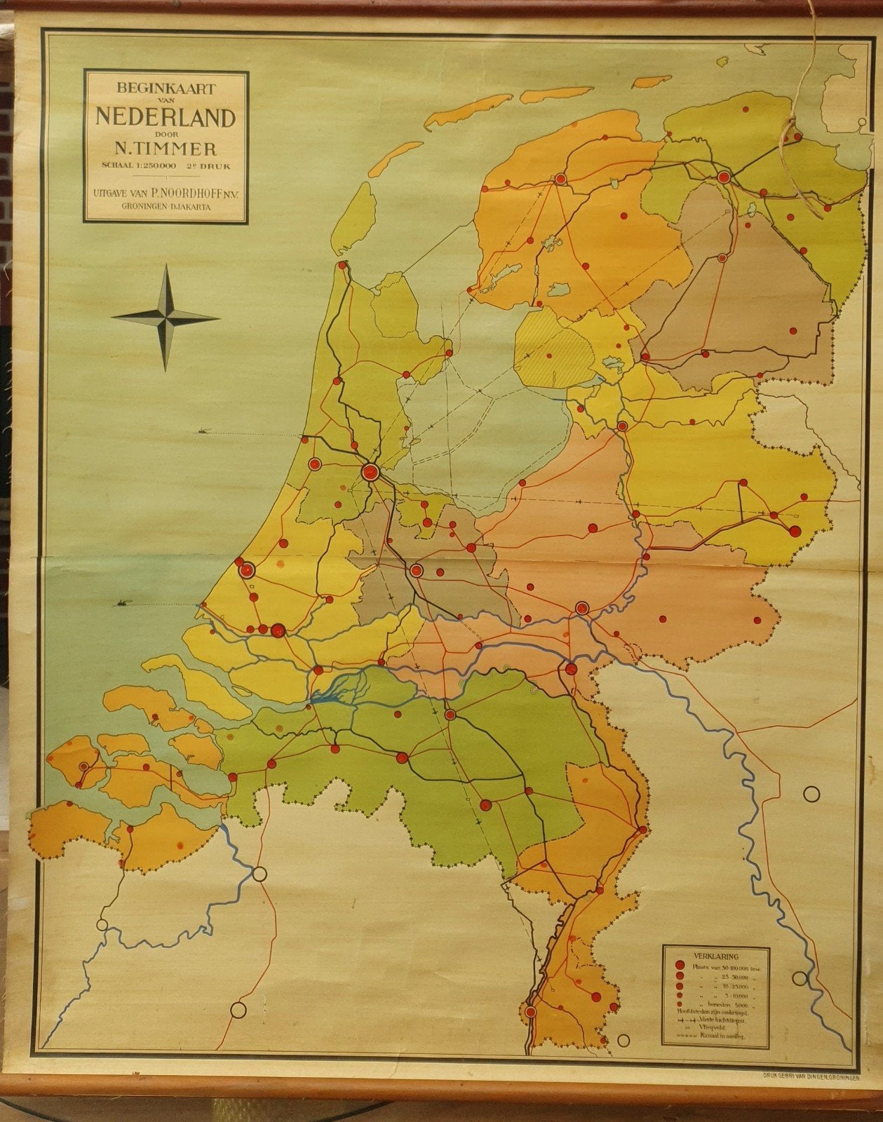 Schoolkaart Nederland origineel, Antiek en Kunst, Ophalen of Verzenden, Aardrijkskunde