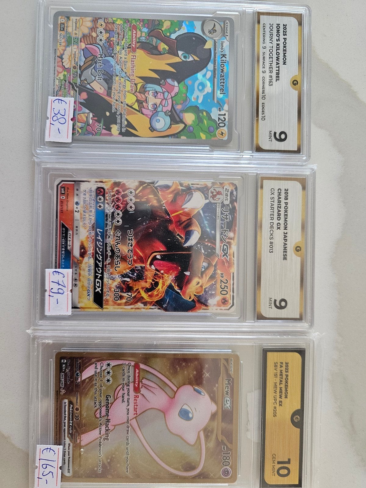 Gesorteerde Pokémon kaarten: Kilowattrel, Charizard, Mew, Ophalen of Verzenden, Zo goed als nieuw, Meerdere kaarten